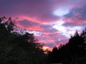 Wild pink and purple skies at Ty Mam Mawr