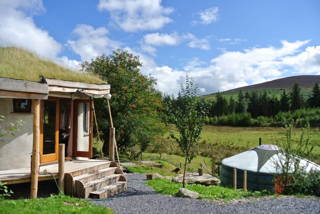 Nearly finished....The roundhouse and Ty Crwn Mawr at the intimate off grid eco retreat centre Ty Mam Mawr