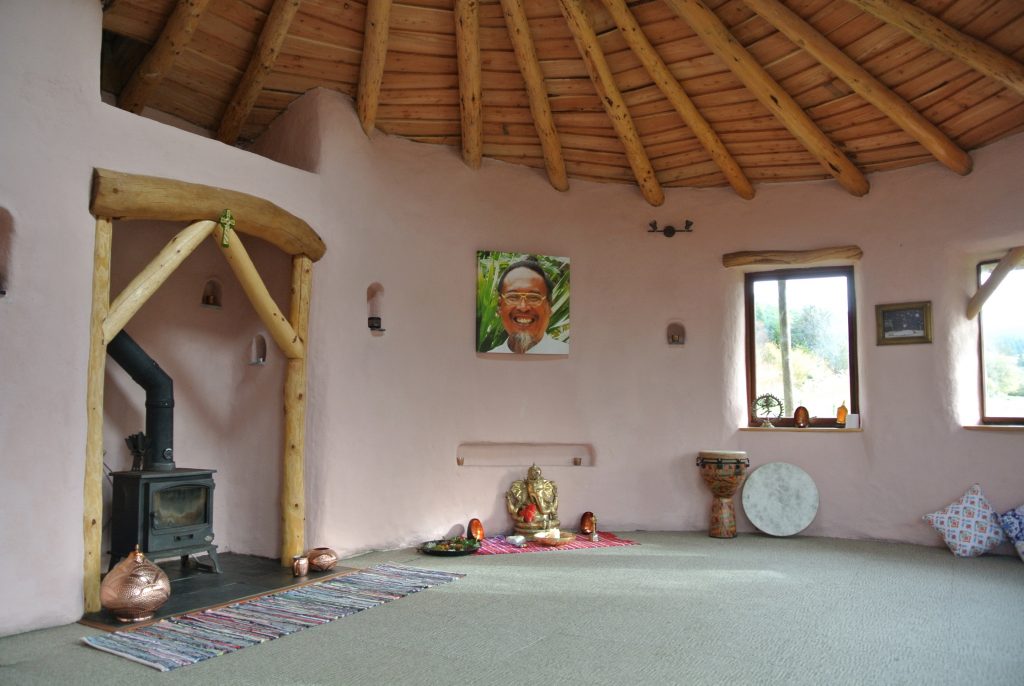 Happy space! Ty Mam Mawr eco retreat centre straw bale roundhouse